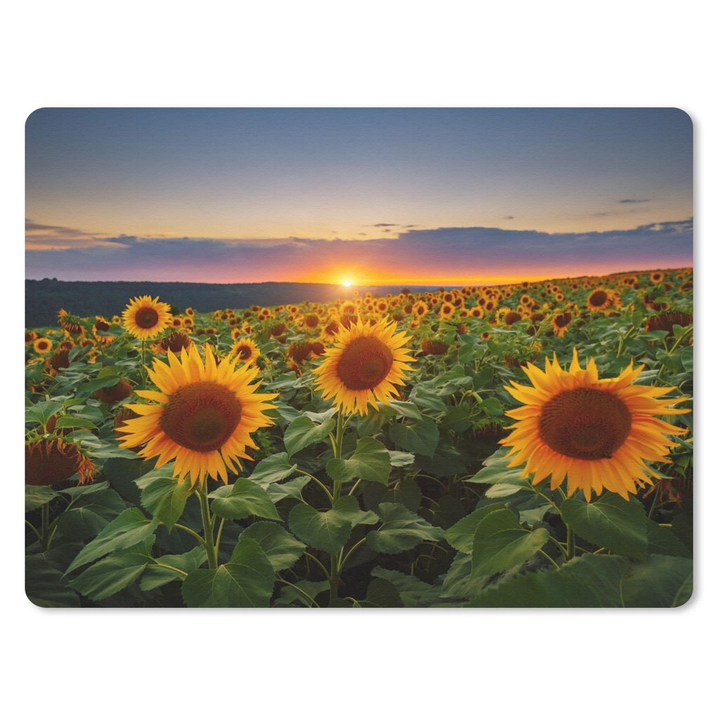 MuchoWow Mauspad Mousepad Blumen - Nacht - Sonnenuntergang - Sonnenblume - Horizont 40x30 cm - Mousepads - Maus Mat - Pad - Mausunterlage - Anti ...