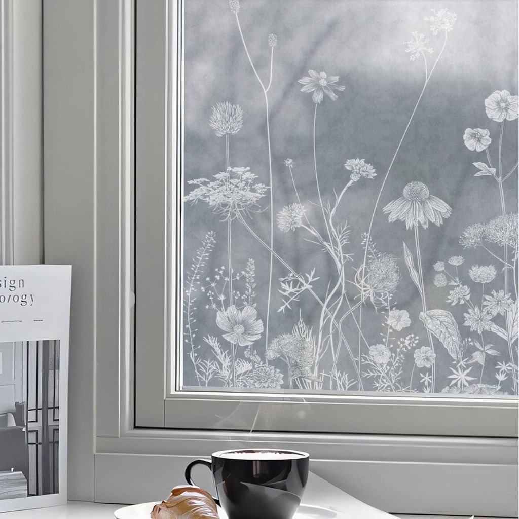 Folie Fensterfolie Milch Transparent Dekorative Blumen Weiß Produktbild 