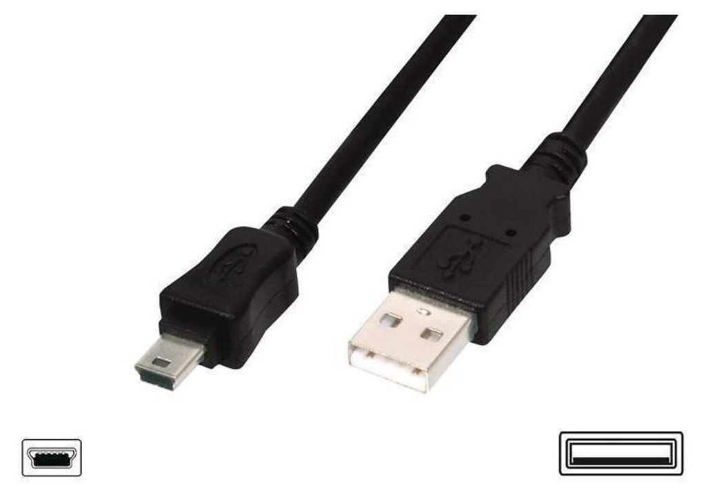 DIGITUS USB 2.0 Anschlusskabel Typ A -mini B  St/St 3.0m, Image du produit 
