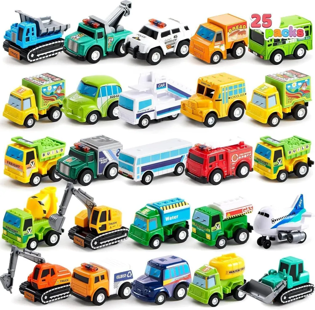 JOYIN Lot de 25 Voitures de Ville Rétractables Jouet pour Enfants Mixte