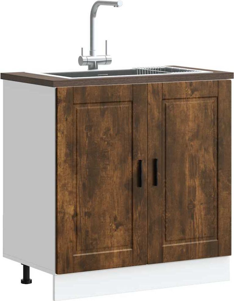 Möbel Spülenunterschrank Porto Räuchereiche 80x46x81,5 cm - Küchenschränke 853932