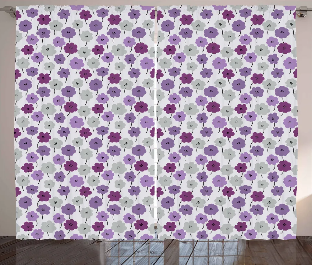 Tenda Soggiorno ABAKUHAUS 280x175 Viola Grigio - Lavabile e Facile