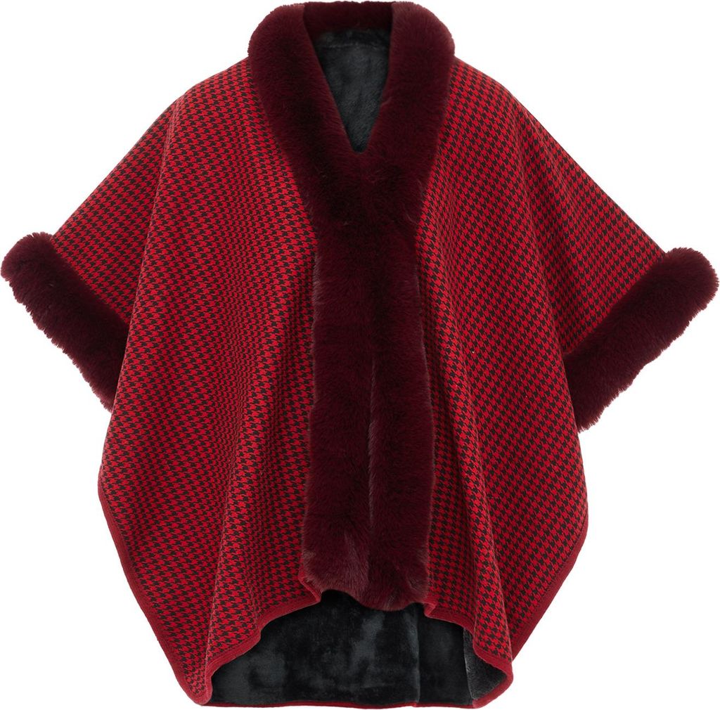 OSHA damen strickponcho - rot, M