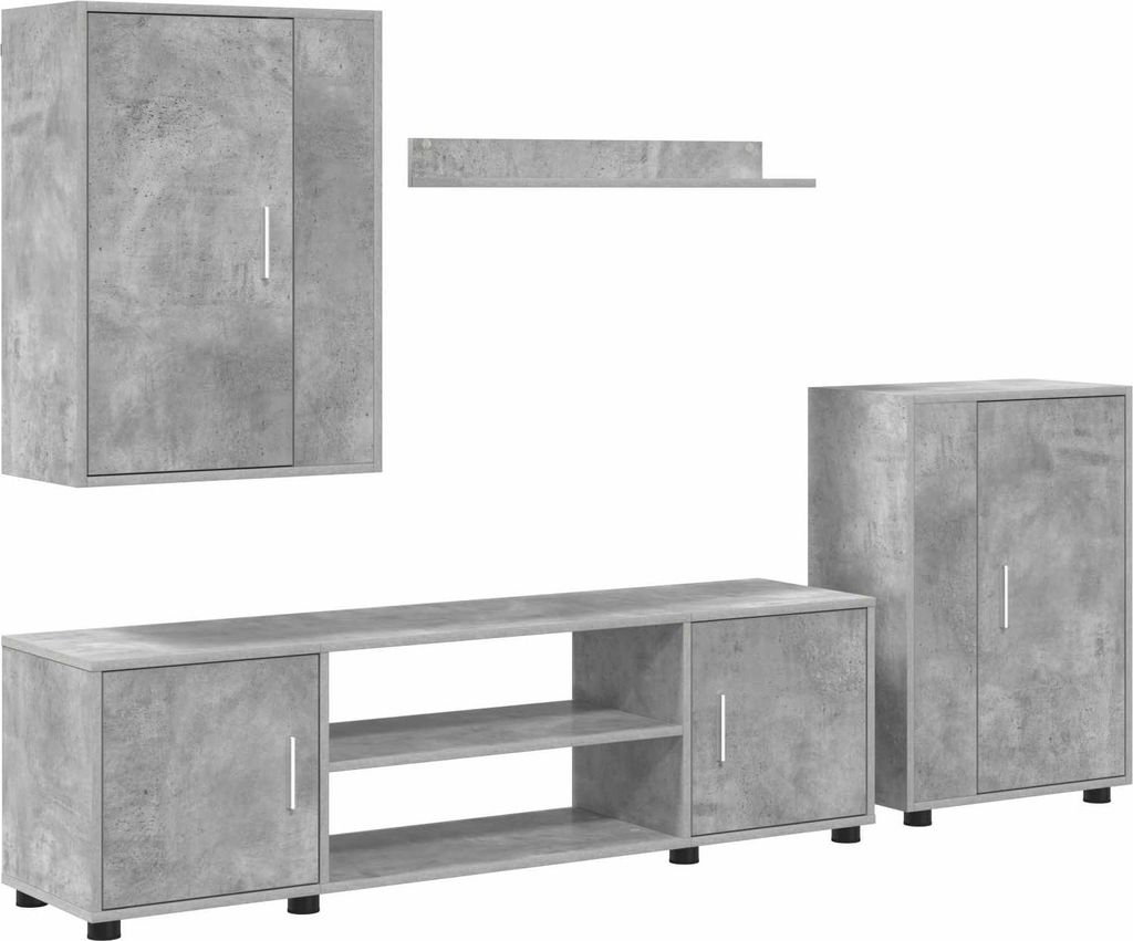 TV-Schrankset Wandmontiert 4 pcs Beton Grau Holzwerkstoff