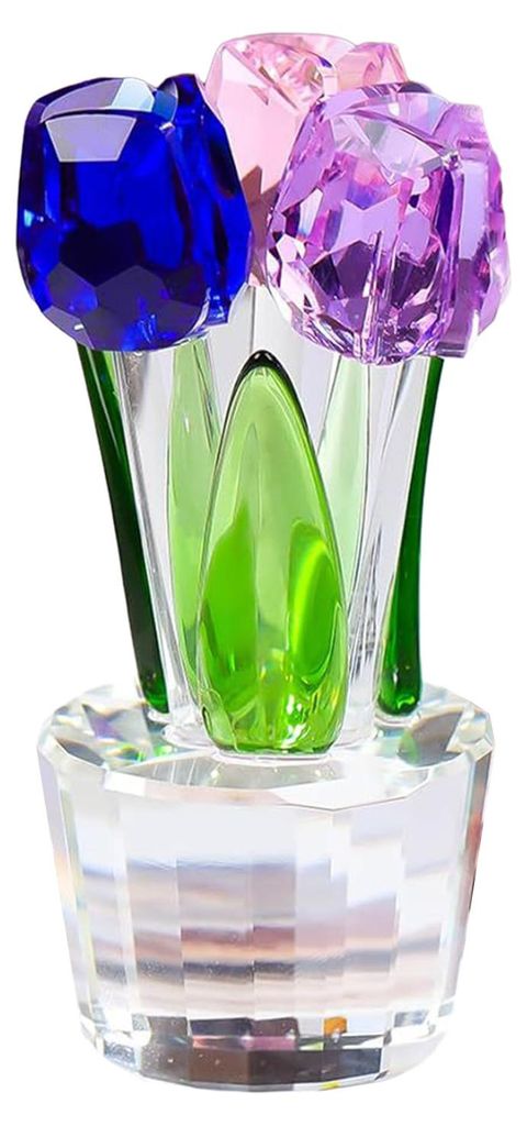Tulpenfigur aus künstlichem Kristall, Sammlerstück, durchsichtige Tulpenblume, Glasblumenstrauß, Geschenk zum Valentinstag, Geburtstag, für Fra...