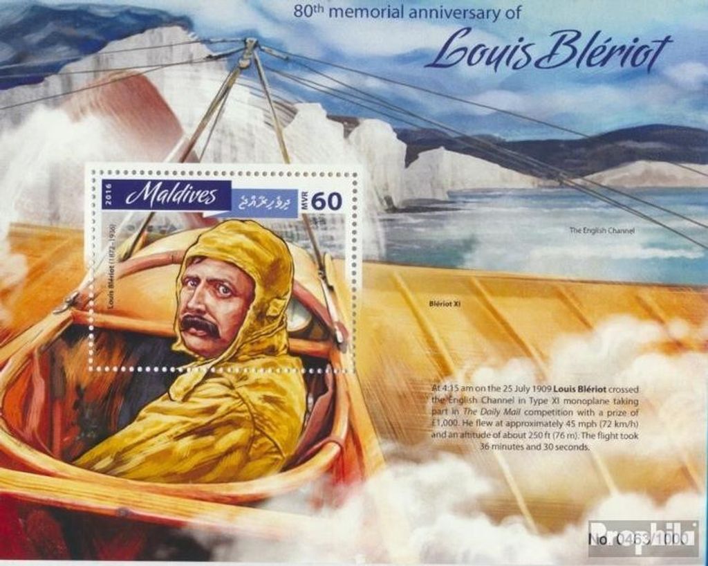 Briefmarken Malediven 2016 Mi Block 923 (kompl. Ausg.) postfrisch Louis Blériot