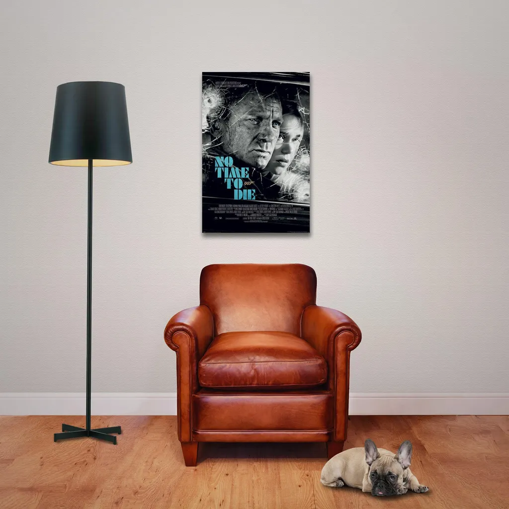 Kit Poster James Bond 007 Noir + Listelli in Legno Naturale 61cm