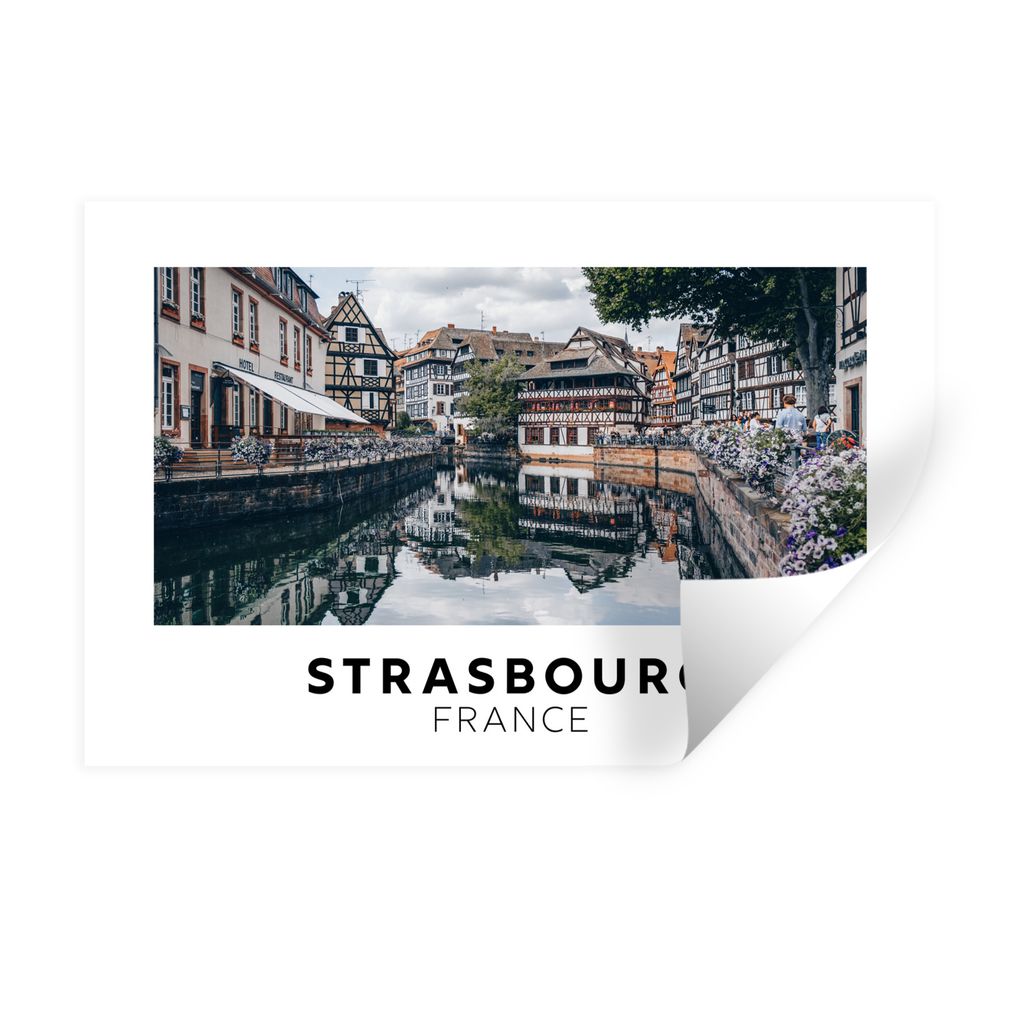 MuchoWow Wandtattoo Wandsticker Wandaufkleber Frankreich - Architektur - Wasser 30x20 cm Selbstklebend und Repositionierbar - Wierderverwendbar -...