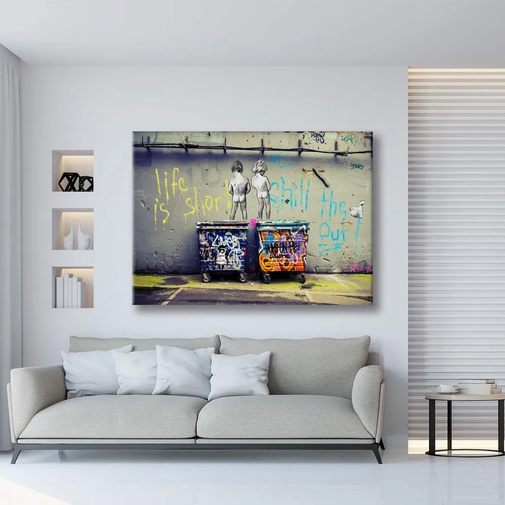 Quadro su Tela Pissing 70x50 cm - Arte Contemporanea Minimalista per Casa