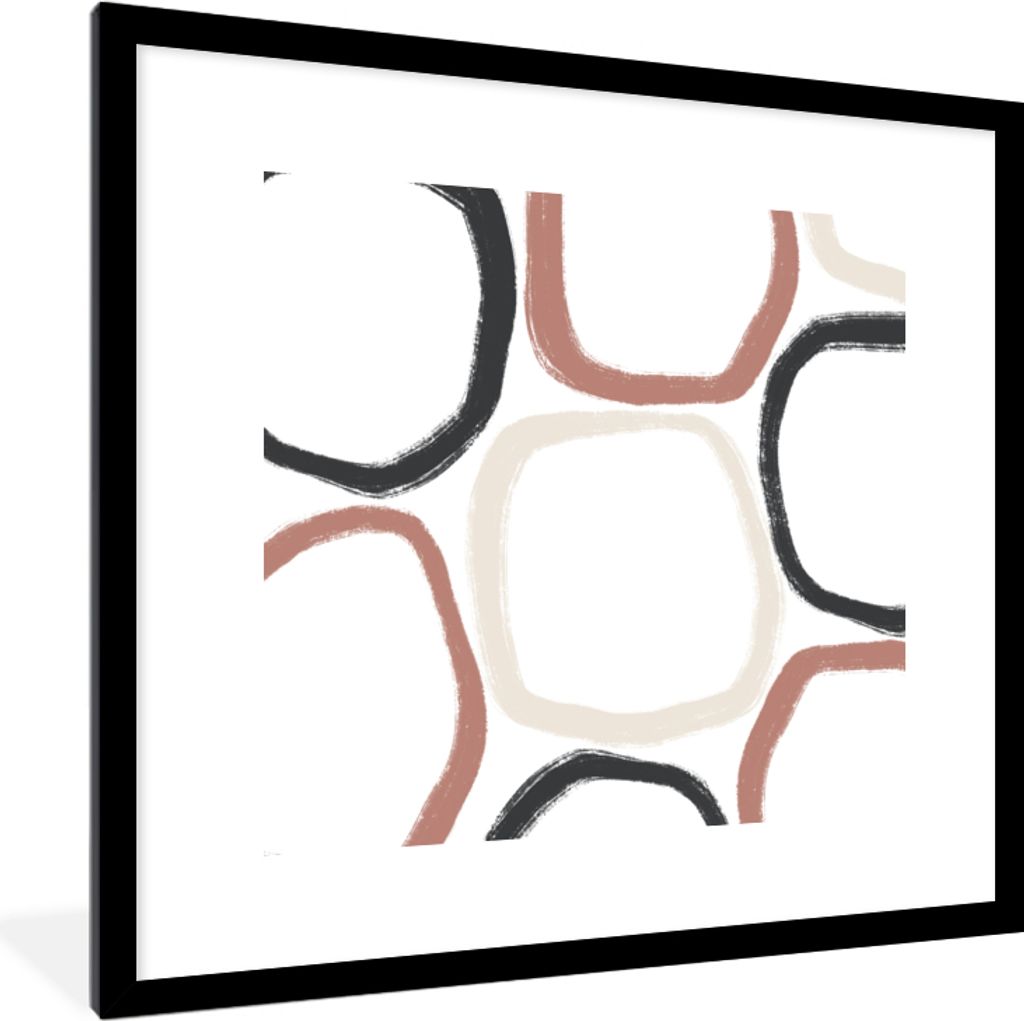 MuchoWow Gerahmtes Poster Minimalismus - Geometrische Formen - Pastell - Muster 40x40 cm - Poster mit Schwarzem Bilderrahmen Wandposter Rahmen Fo...