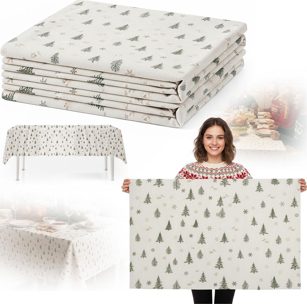 Weihnachtstischdecke 140x240 Tischdecke Weiß Gold Abwaschbar Outdoor Tischtuch Rechteckig wasserdichte