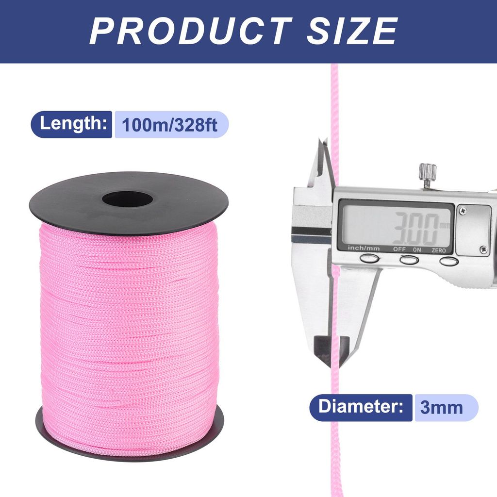 Polypropylen-Seil 3mm Polypropylenseil 10Om PP Flechtleine Textilseil Leine Nylonschnur Schnur Rei?feste Rope Kunststoffseil fš¹r W?scheleine Cam...