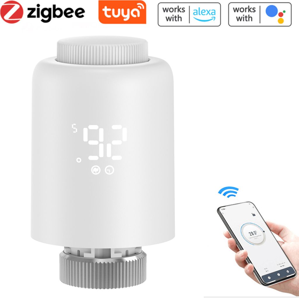 Intelligente Thermostat-Heizkoerperventile mit LED-Anzeige Programmierbarer Thermostat-Heizungsregler fuer Zuhause Unterstuetzt mobile App/Sprachst...