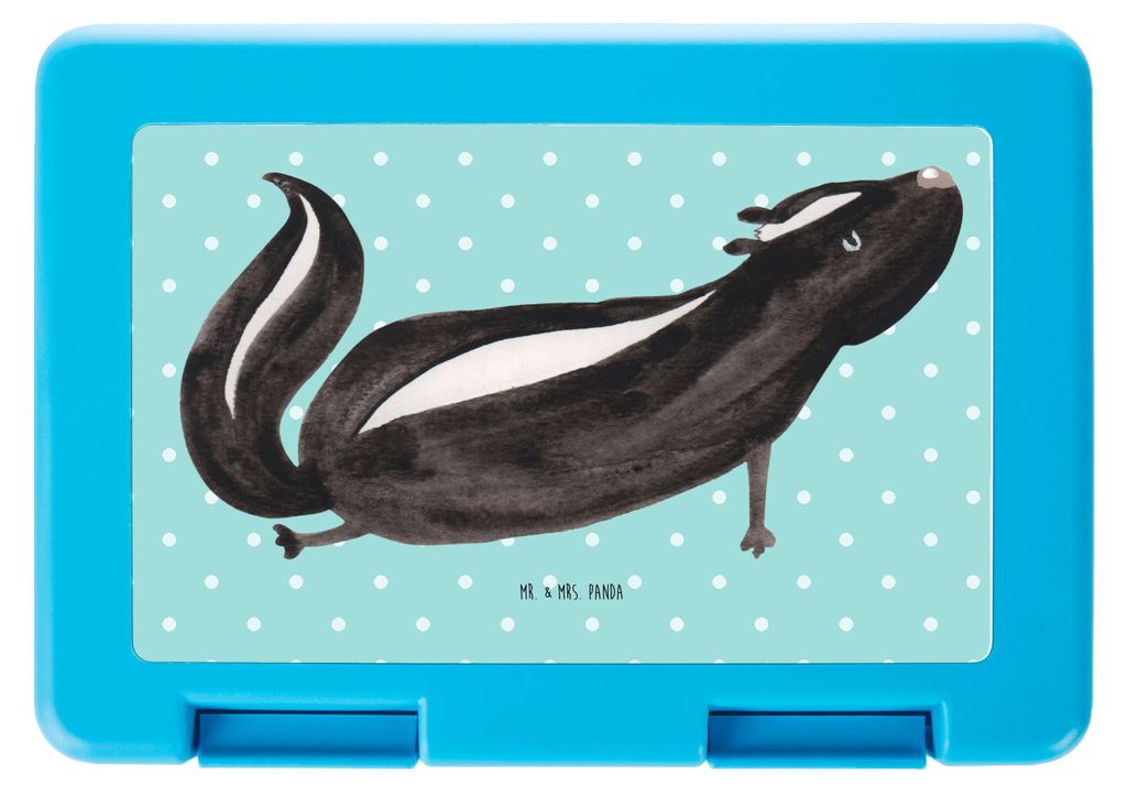 Mr. & Mrs. Panda Bento Box Stinktier Yoga - Türkis Pastell - Geschenk, Meal Prep, Liebe, Lunchbox, Wildtier, Namaste, Brotbehälter, Snackbox, Jau...