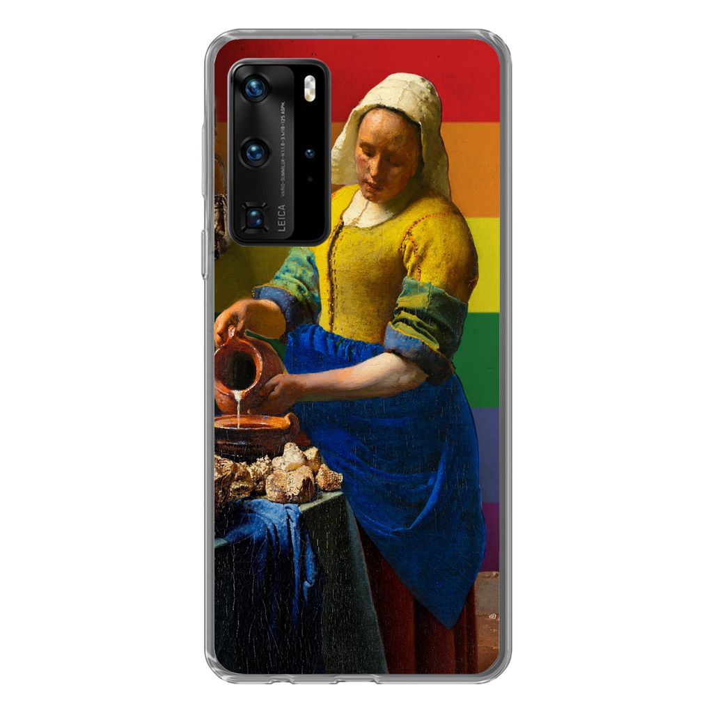 MuchoWow Handyhülle Schutzhülle Hülle für Huawei P40 Pro Milchmädchen - Stolz - Vermeer Silikon Softcase Handy Hülle - Schutz