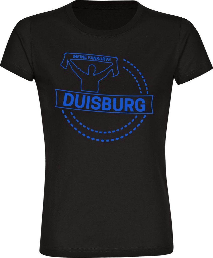 multifanshop Damen T-Shirt - Duisburg - Meine Fankurve, schwarz, Größe L
