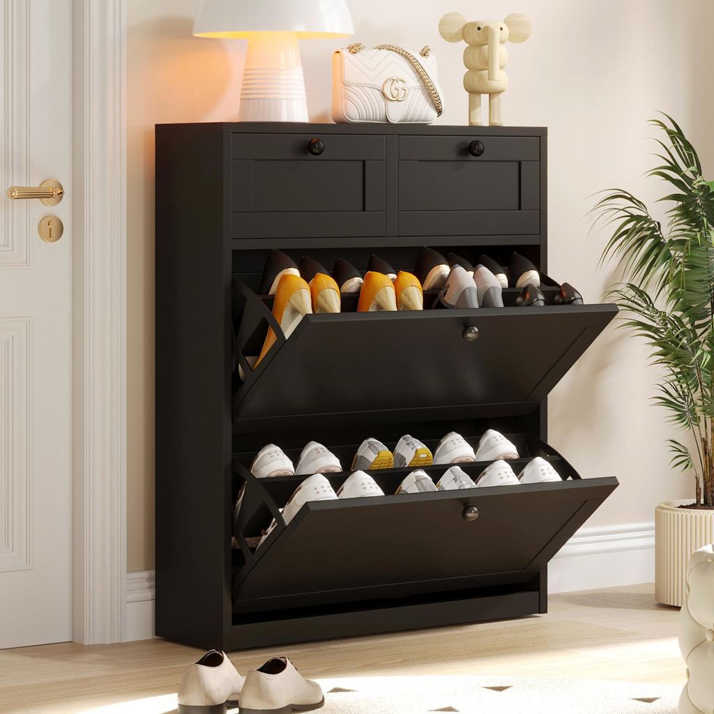 VOWNER Schuhschrank mit 2 Klappen, schmaler Schuhschrank, Produktbild 