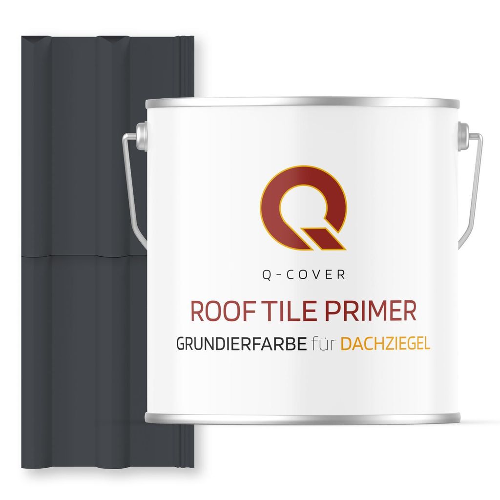 Grundierfarbe für Dachziegel Graphitgrau RAL 7024 5 L | wetterfeste Dachbeschichtung | für Ziegel, Beton, Eternit | UV-beständig | Q-COVER