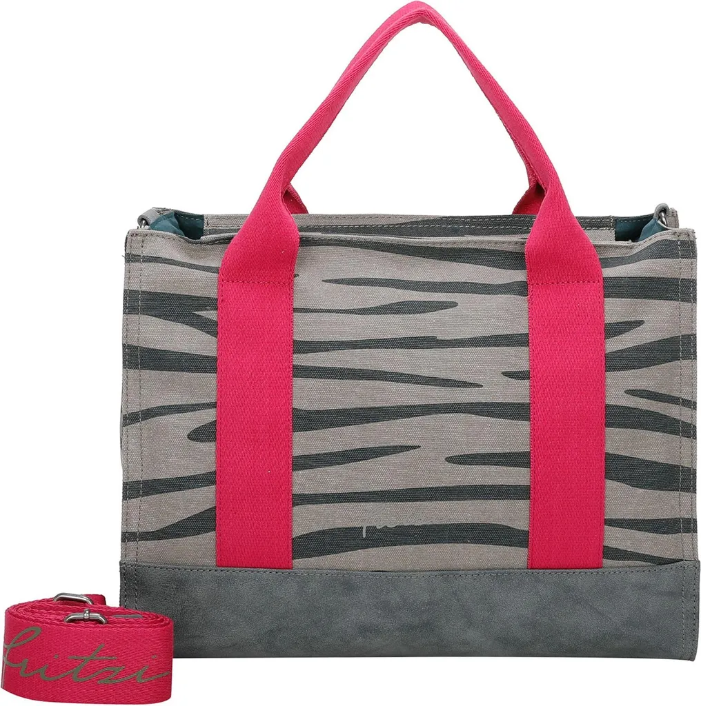 Sac de cours ou shopping gris Fritzi aus Preußen motif zébré sauvage