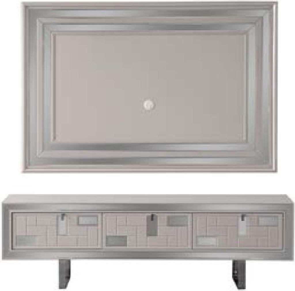 Wohnwand Sideboard TV Ständer Wandpanel Weiß RTV Lowboard Moderne