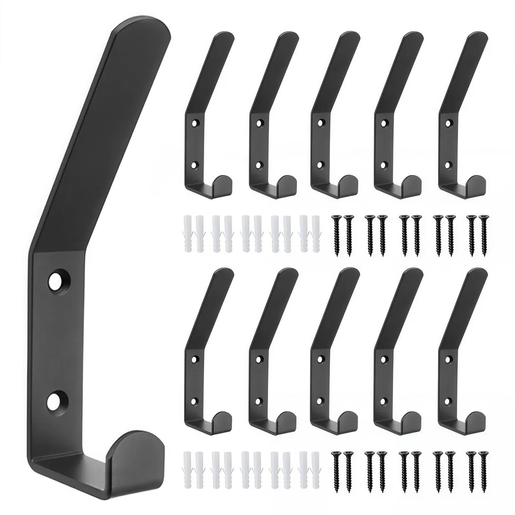 Fixation Stable pour Panneaux Acoustiques : 10 Crochets Noirs avec Vis