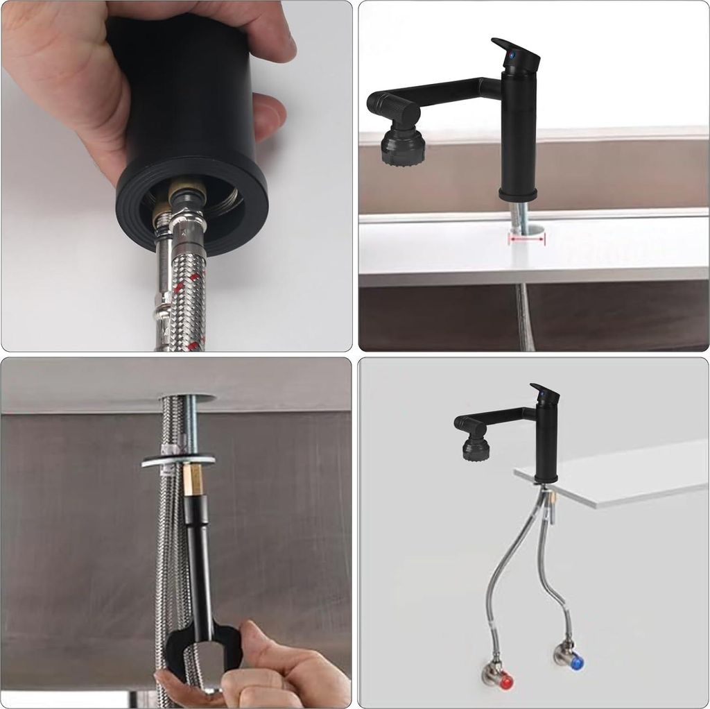 Flexibler Waschbeckenarmatur - 360° Rotation - Modern Schwarz - Edelstahl