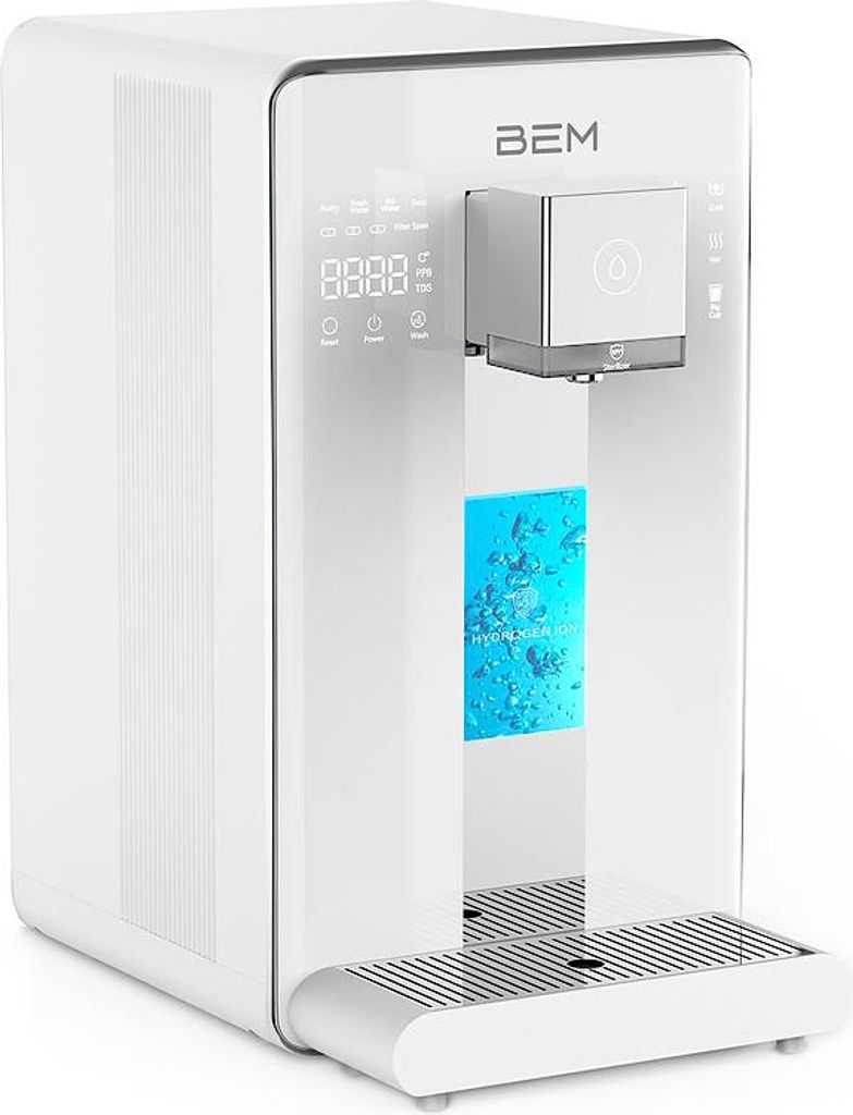 BEM IDA Wasserfilter und Wasserstoff-Ionisator für Trinkwasser mit Festwasseranschluss. Umkehrosmose, Temperatureinstellung 10-100°C
