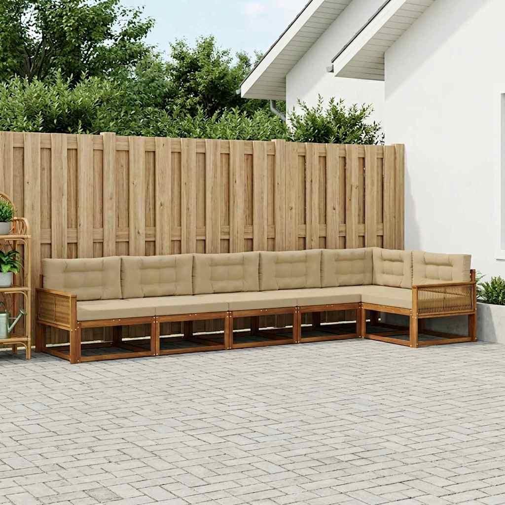 Möbel Outdoor-Sofagarnitur mit Kissen 6 pcs Natur und BeigeGartensofas - Gartensofas c897