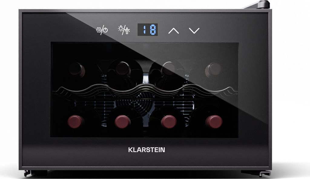 Klarstein Weinkühlschrank,1 Zone Getränkekühlschrank mit Glastür, Leiser Indoor/Outdoor Kühlschrank, 21L Flaschenkühlschrank Klein, Weinschra...