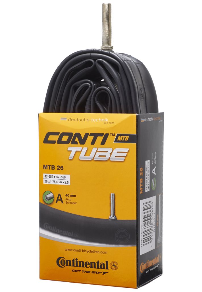 Continental MTB 26" Downhill Bike Tube - 1.5mm, High-Quality Butyl, Removable Valve