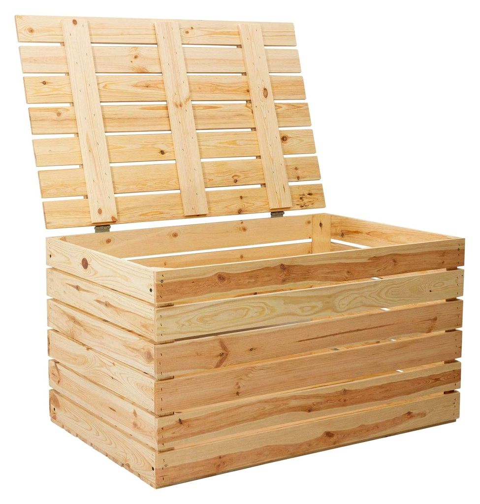 Große Holztruhe mit Deckel 80x50x39cm für Hochzeit, Spielzeug und Garten