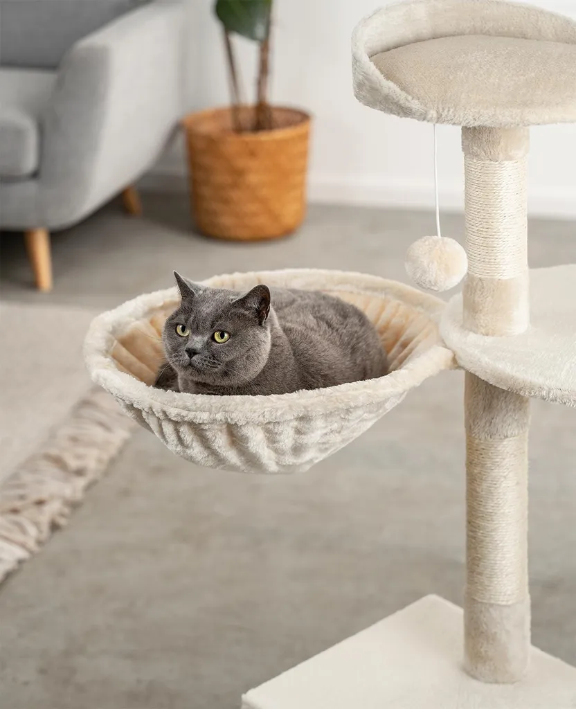 Espace de repos pour arbre à chat nid douillet beige 40cm stable et doux