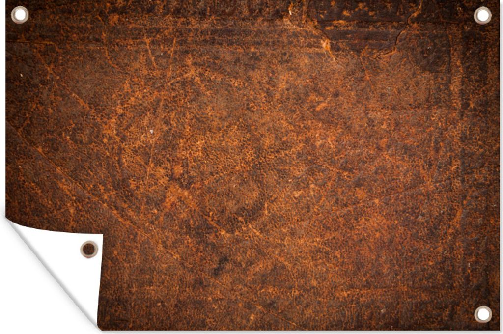 MuchoWow 60x40 cm Outdoor-Poster Gartendeko Sichtschutz Garten Poster für den Garten Leder - Textur - Braun - Orange
