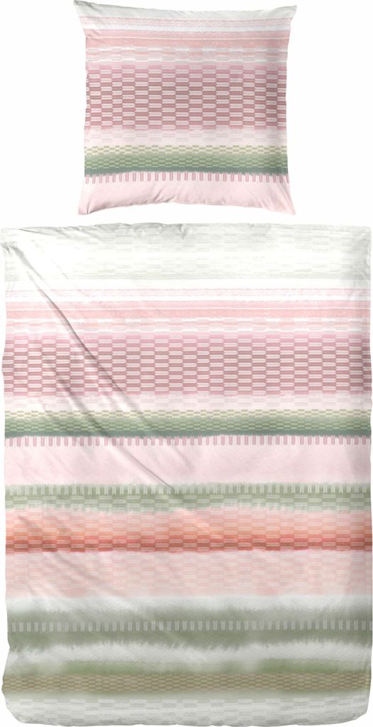 Primera Renforce Bettwäsche 135x200 Streifen rosa grün weiß 123096-45