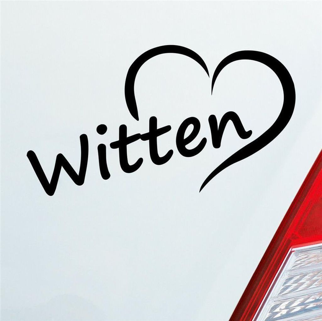 Auto Aufkleber Witten Herz Stadt City Liebe Love Heimat 14,5x8 cm Schwarz Glanz Sticker Heckscheibenaufkleber