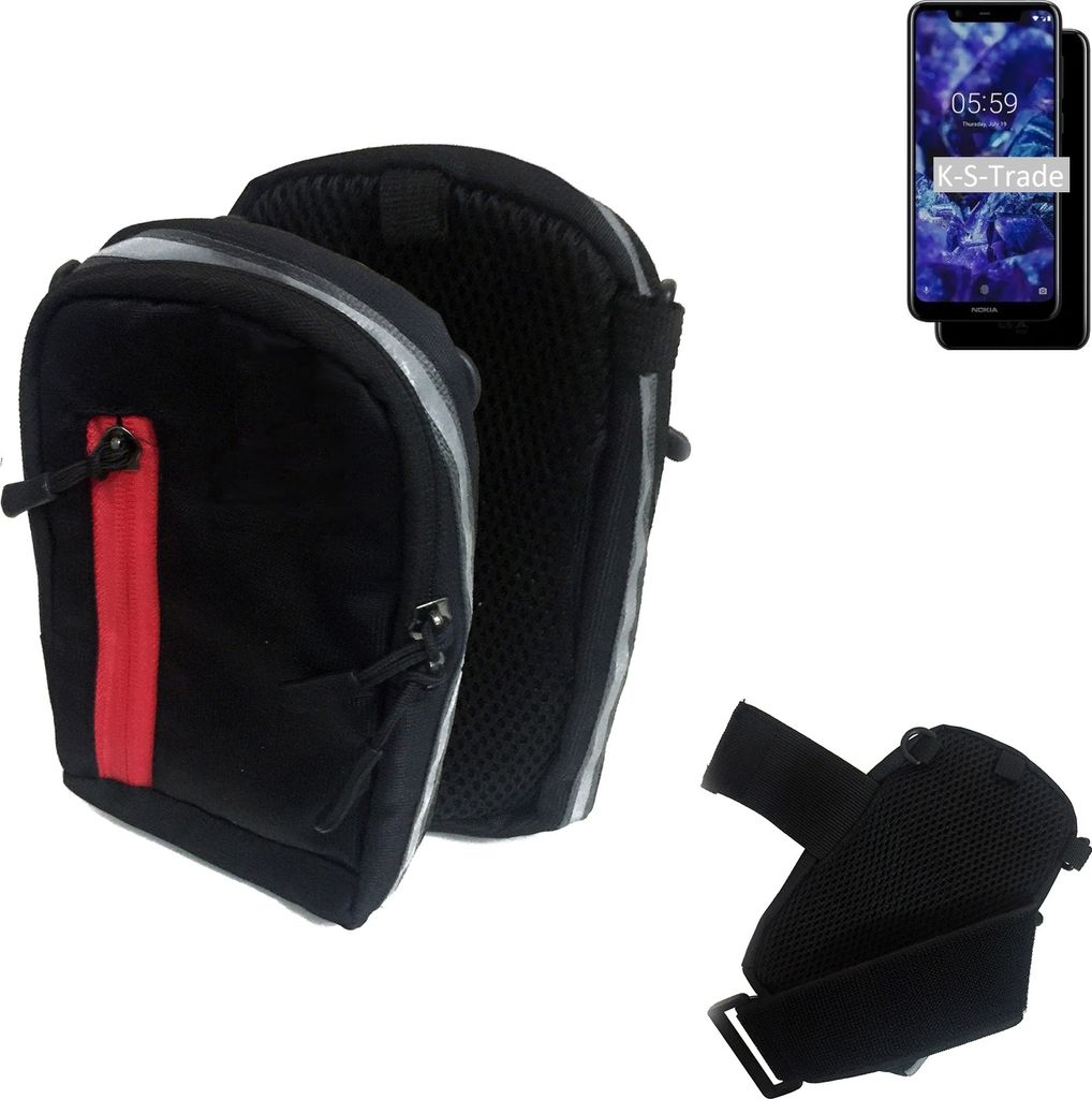 K-S-Trade Outdoor Gürteltasche Holster Umhängetasche kompatibel mit Nokia 5.1 plus schwarz Handy Tasche Case travelbag Schutz Hülle Handy Hülle