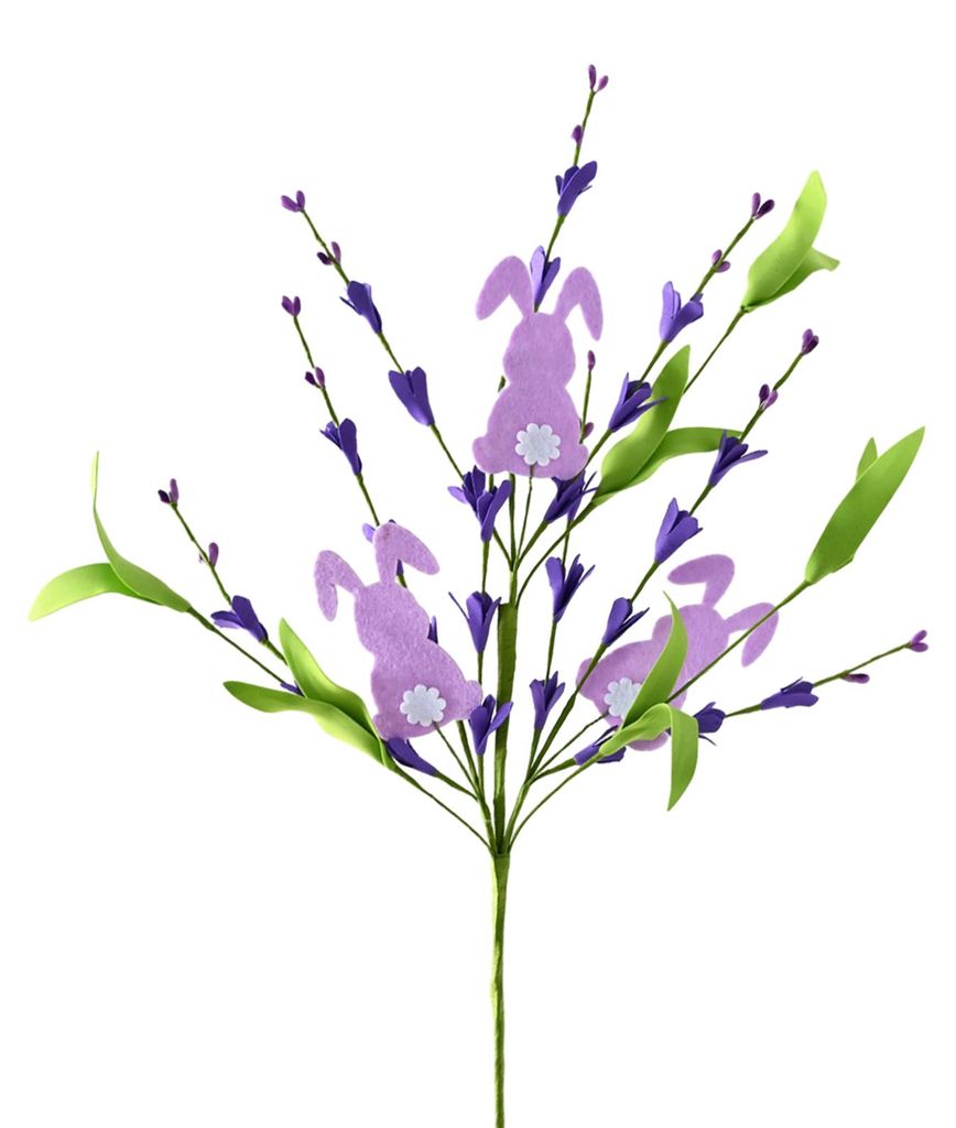 Künstliche Osterhasen-Zweige mit Frühlingsblumen und Ostereiern, künstliche Zweige für Blumenarrangements, Tischdekorationen, Vasendekor