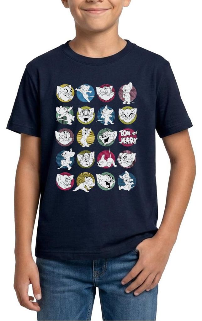 Spreadshirt Tom Und Jerry Ikonische Ausdrücke Teenager T-Shirt, 152/164 (12-14 Jahre), Navy