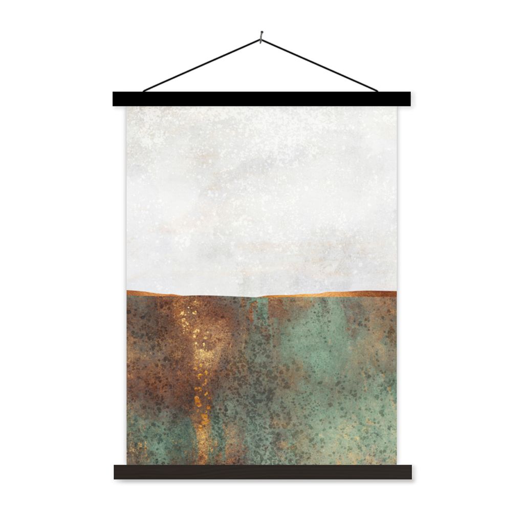 MuchoWow Textilposter Abstrakt - Luxus - Gold 120x160 cm mit schwarzem Rahmen - Magnetischer