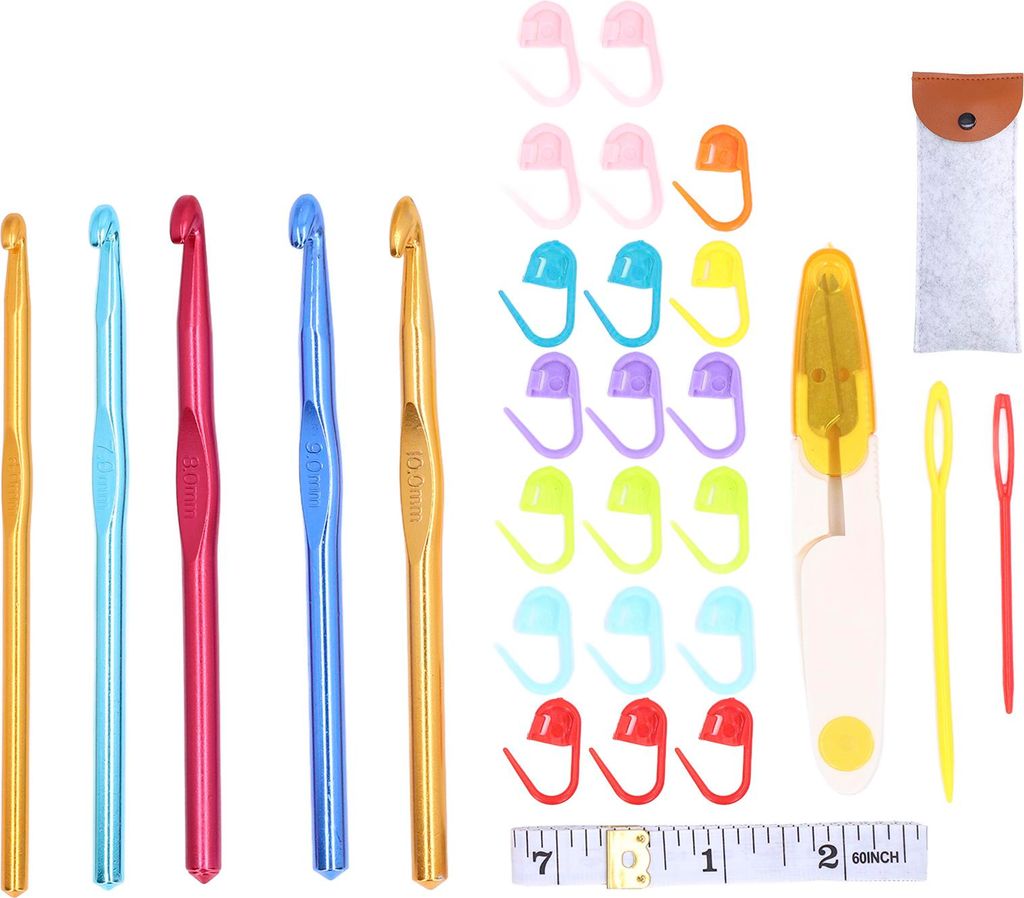 Häkelnadeln aus Aluminiummaterial, ergonomischer Griff, detaillierte Größe, DIY-Herstellung, leichte Stricknadeln für Hüte