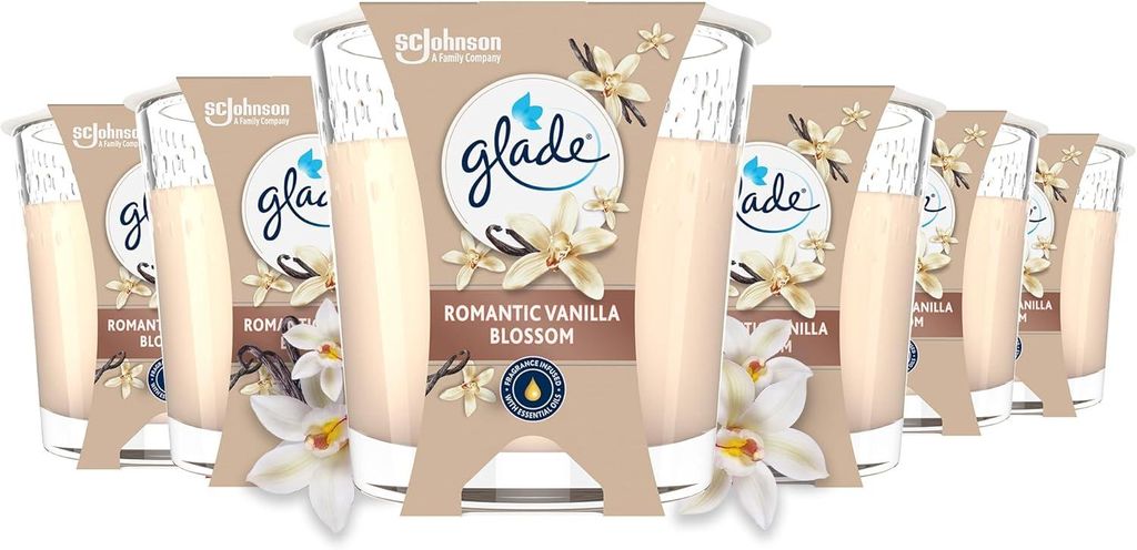 Glade Décor Duftkerze Romantic Vanilla Blossom, 70 g 6er Pack