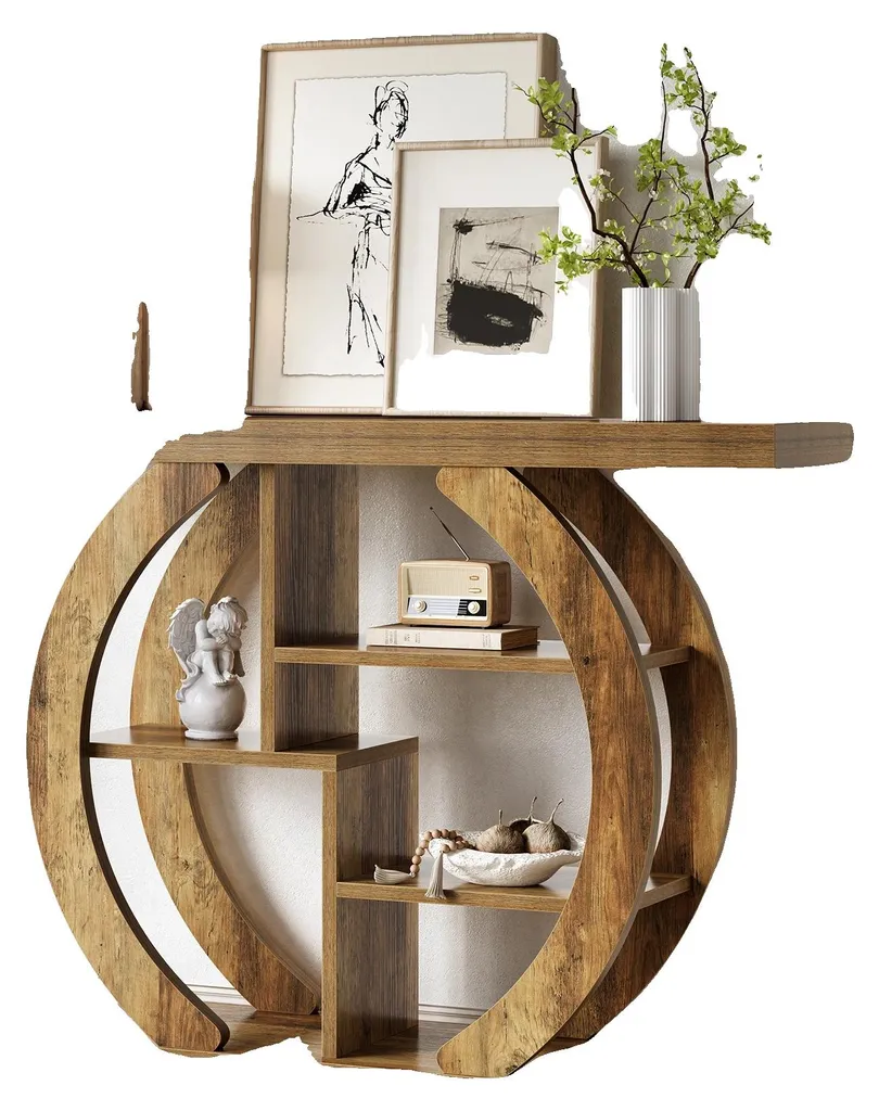 Table console à étagères multiples brun rustique pour salon