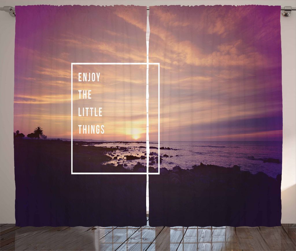 ABAKUHAUS motivational Rustikaler Vorhang, Sonnenuntergang am Strand, Wohnzimmer Universalband Gardinen mit Schlaufen und Haken, 280 x 245 cm, Mehr...