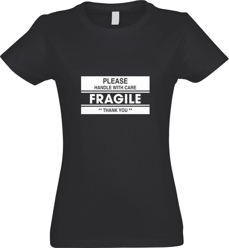 Kiwistar - T-Shirt tailliert - Damen - Graphit - Fragile - Please Handle - mit Motiv Bedruckt - Funshirt Design - Sport - Freizeit - Damen - XXL