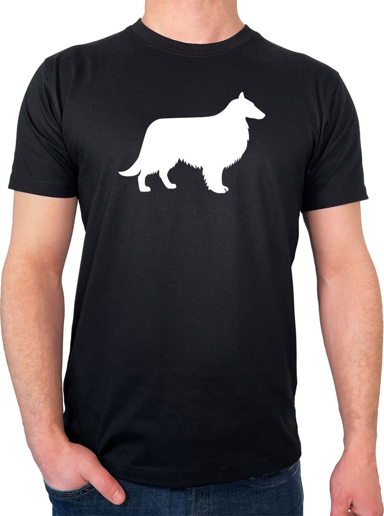 Huuraa Herren T-Shirt Collie Sheltie Silhouette M Black Bio Baumwolle Fairtrade Herrenshirt Geschenkidee