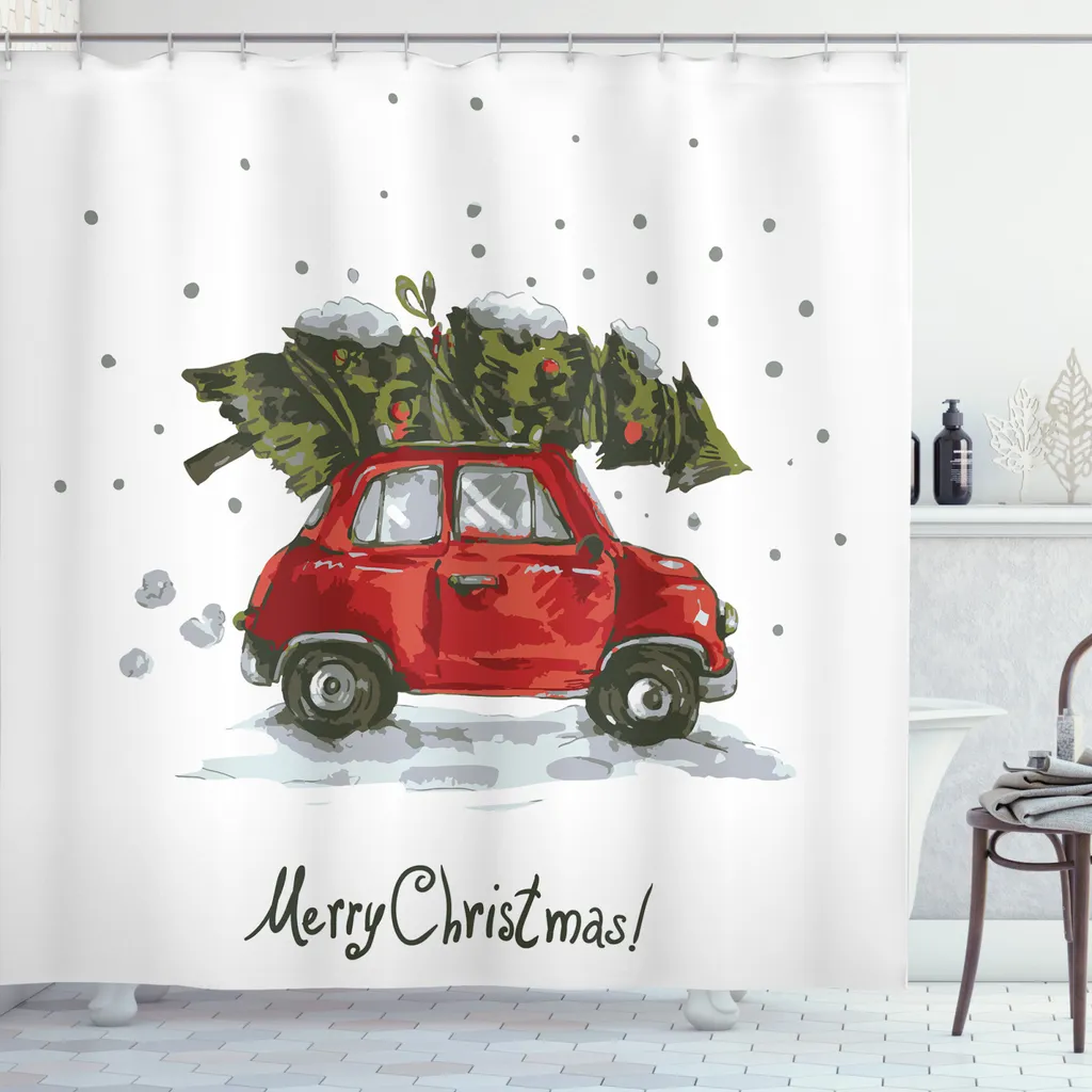 Tenda Doccia Natale Auto Vintage ABAKUHAUS - Stile e Pulizia