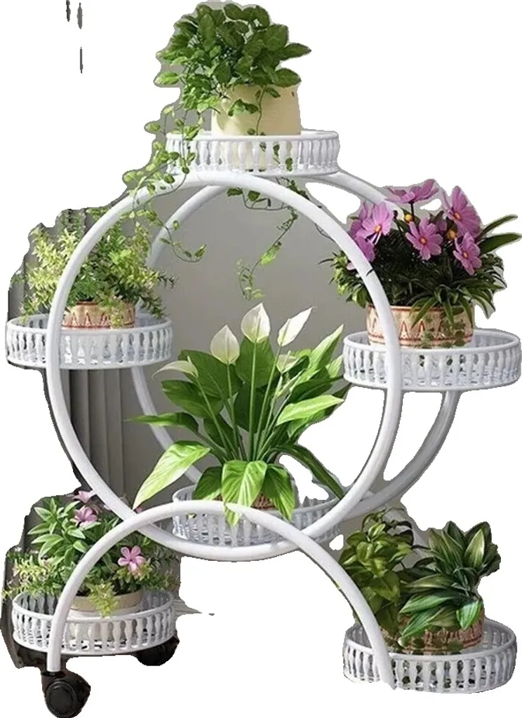 Support pour plantes métallique robuste 6 niveaux blanc collection Linea