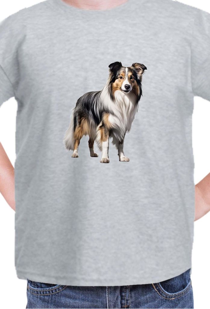 Kinder T-Shirt Dogs Breeds Collie Dog Breed 005, 5-6 Jahr - 116 / Grau