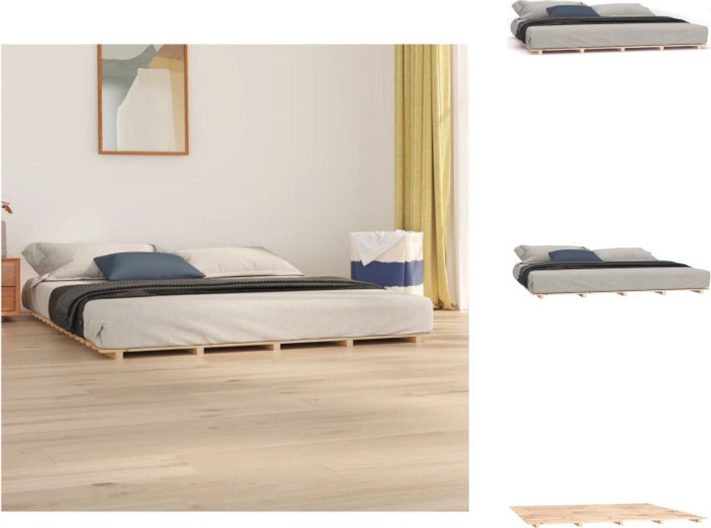 vidaXL Massivholzbett 160x200 cm Kiefer - Betten & Bettgestelle