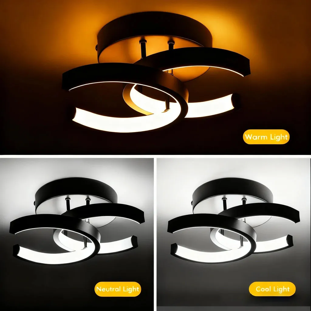Luminaire Plafonnier LED Design Moderne - Éclairage Variable Noir et Blanc - 5
